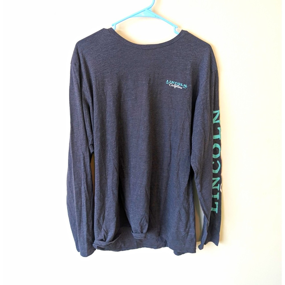 Lincoln Outfitters Shirt Mens L Gray Long Sleeve Tee Graphic Logo Crew Neck